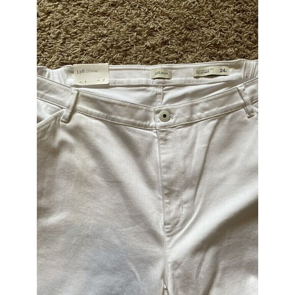 J Jill Denim Jeans White Full Leg Frayed Crops Size 24W Comfort Pockets NEW - Picture 5 of 14